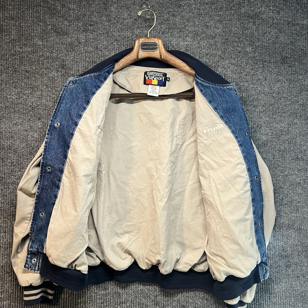 Vintage Hartwell ViaSport Denim Varsity Jacket Size XL Made In Hong Kong 80s - Picture 9 of 9